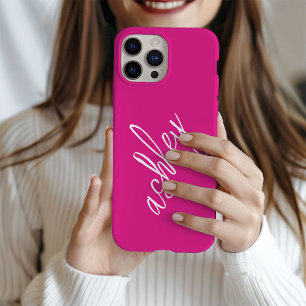 Monogram Name Hot Pink Modern iPhone 16 Pro Case
