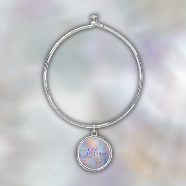 Monogram Name in Blue on Mother Of Pearl | Bangle Bracelet (Creator Uploaded)