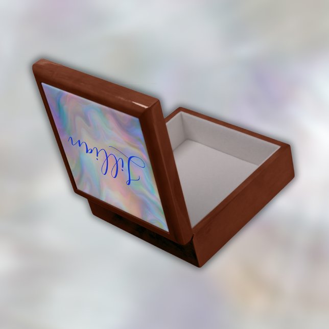 Monogram Name in Blue on Mother Of Pearl |  Gift Box (Creator Uploaded)