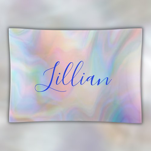 Monogram Name in Blue on Mother Of Pearl   Trinket Tray