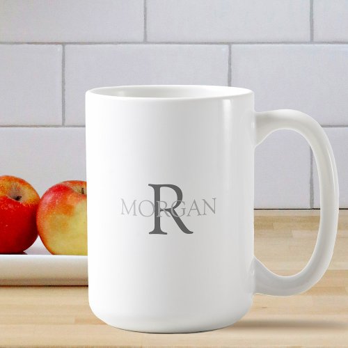 Monogram  Name in Grey Text Simple Design Coffee Mug