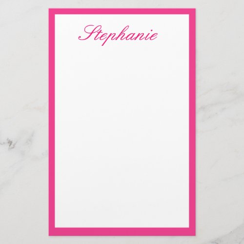 Monogram Name Initial Custom Color Pink Cute Girly Stationery