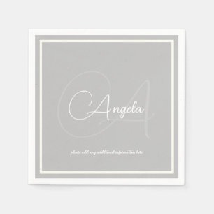 Monogram (name & initial) Gray standard napkins