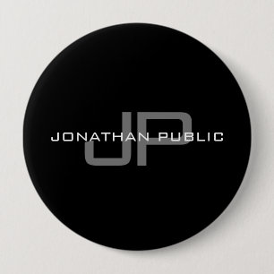 Monogram Name Initial Letter Black Template Huge Button