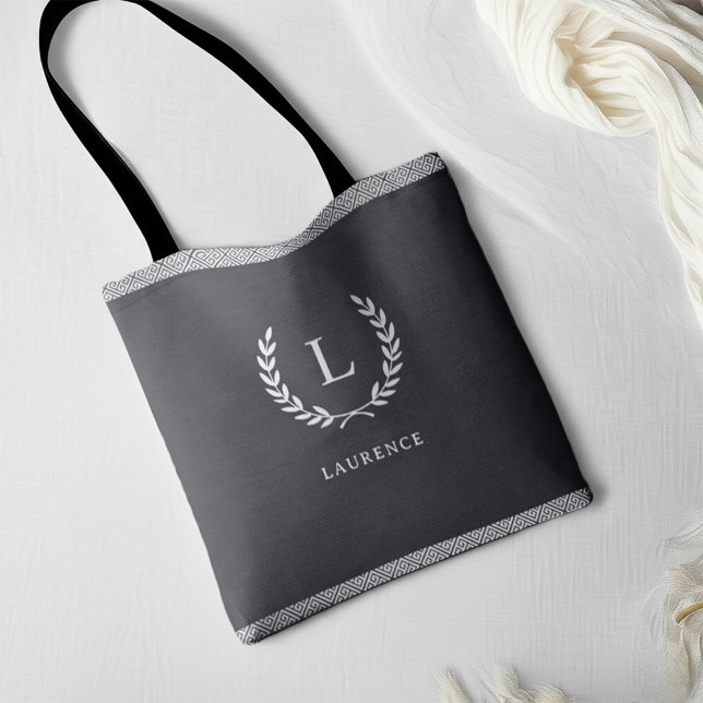  Monogram Name Initial Luxury Laurel Wreath Tote Bag (Creator Uploaded)