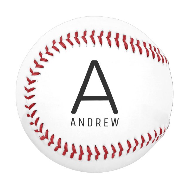 Monogram Name Initial Personalized Baseball (Front Left)