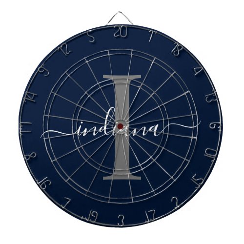 Monogram Name Initial Script Navy Blue Dart Board