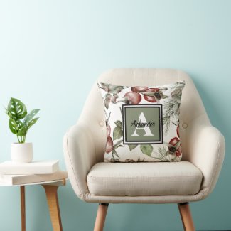 Monogram Name Initial Watercolor Fall Autumn Decor