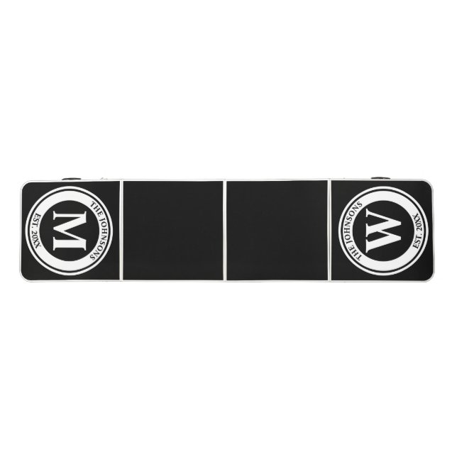 Monogram Name Initial & Year Black Regulation Size Beer Pong Table (Top)