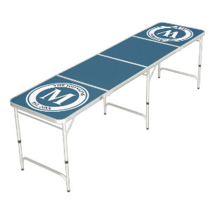 Monogram Name Initial & Year Blue Regulation Size Beer Pong Table