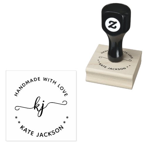 Monogram name initiall Script Handmade by Name Rubber Stamp