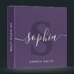 Monogram Name Initials Purple Violet Modern 3 Ring Binder<br><div class="desc">Monogram Name Initials Purple Violet Modern</div>