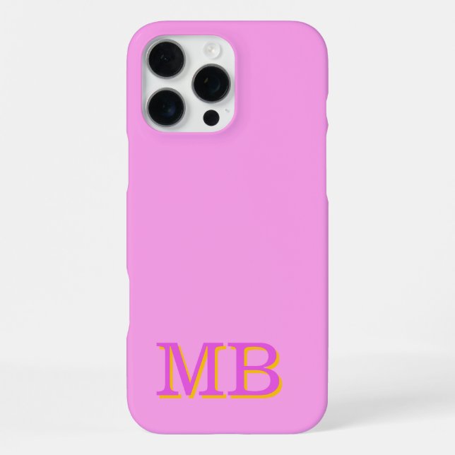 monogram name initials unique pink  iphone case (Back)