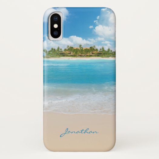 Monogram Name Island Beach Ocean Waves Clouds