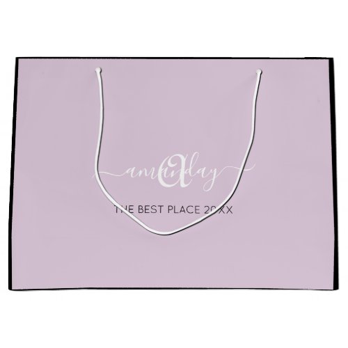 Monogram Name Lavender Purple Shop Wedding  Large Gift Bag