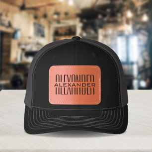 Monogram Name Leather Patch Hat