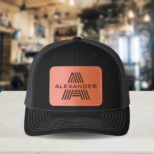 Monogram Name Leather Patch Hat