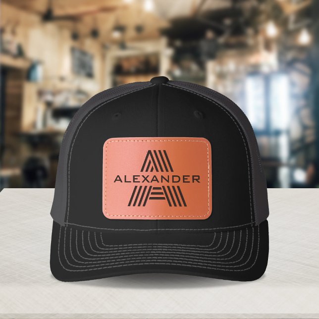 Monogram Name Leather Patch Hat (Creator Uploaded)