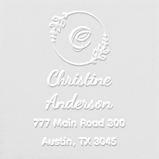 Monogram Name Leaves Wreath Return Address Embosser (Design)
