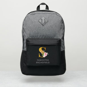 Monogram Name Letter S Floral Custom Port Authority® Backpack
