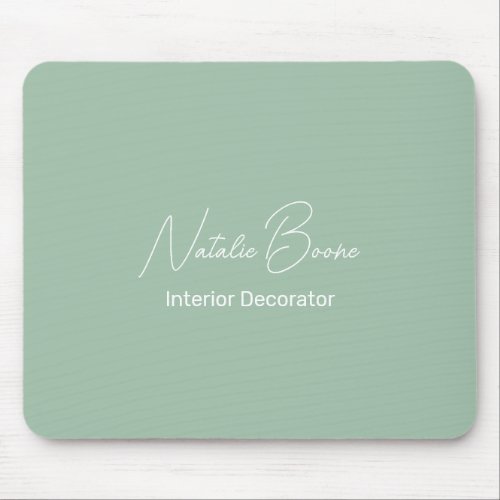 Monogram Name Light Green White Interior Decorator Mouse Pad