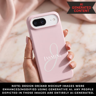 Monogram Name Light Pink White Elegant Girly iPhone 17 Air Case