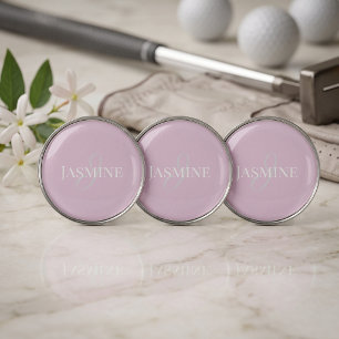 Monogram Name Light Pink White Elegant Girly Golf Ball Marker