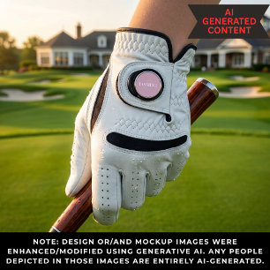 Monogram Name Light Pink White Elegant Girly Golf Glove