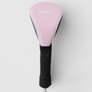 Monogram Name Light Pink White Elegant Girly  Golf Head Cover