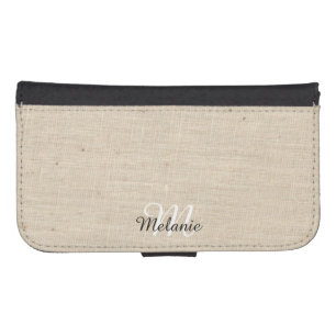 Monogram Name Linen Samsung Wallet Case