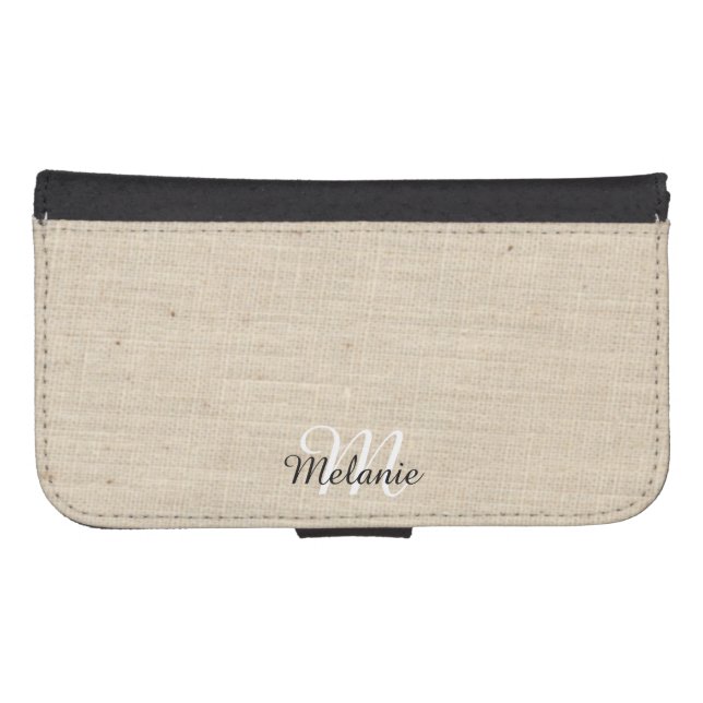 Monogram Name Linen Samsung Wallet Case (Front (Horizontal))