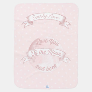 Monogram Name Love you to the Moon Star Pattern Baby Blanket