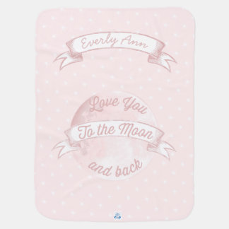 Monogram Name Love you to the Moon Star Pattern Baby Blanket