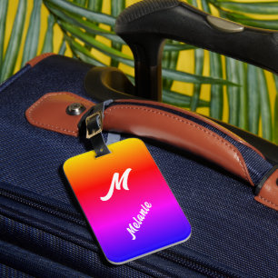 Monogram Name Luggage Tag with Rainbow Color