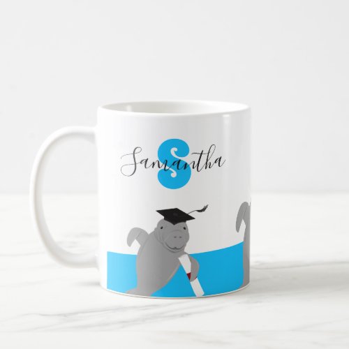 Monogram Name Manatee Graduation Coffee Mug