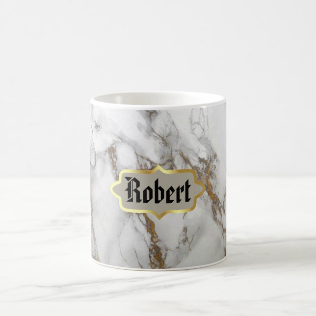 Monogram Name Marble Rose Gold Mug (Center)