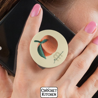 Monogram Name Minimal Modern Crochet Peach PopSocket