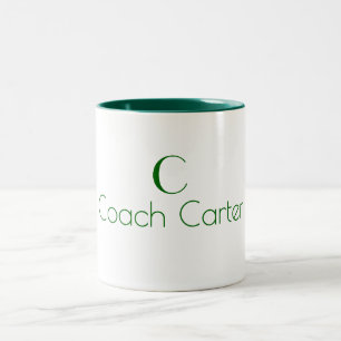 Monogram Name Minimalist Dark Green Coach Two-Tone Coffee Mug