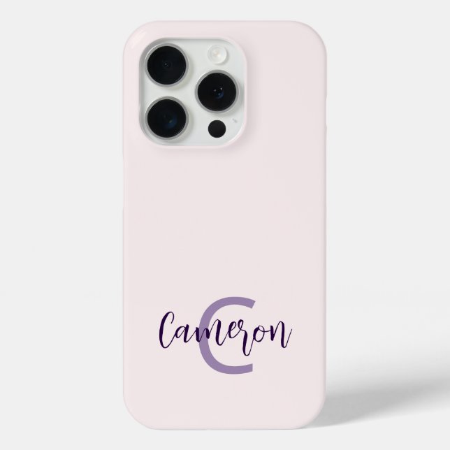 Monogram Name Minimalist Solid Blush  Case-Mate iPhone Case (Back)