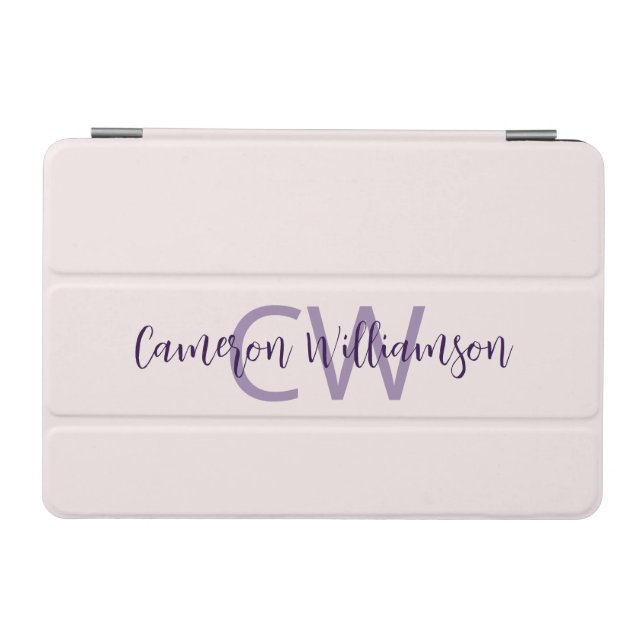 Monogram Name Minimalist Solid Blush  iPad Mini Cover (Horizontal)
