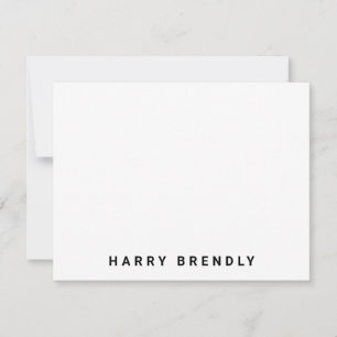 Monogram Name Minimalist White Flat Note Card