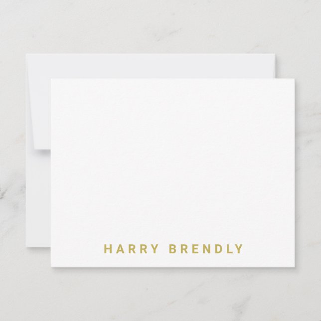 Monogram Name Minimalist White Flat Note Card (Front)