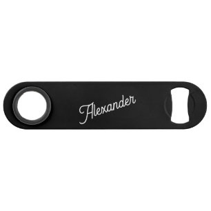 Monogram Name Modern Black Bar Key