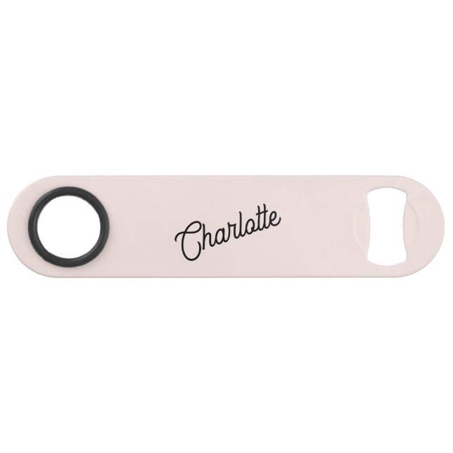 Monogram Name Modern Blush Pink Bar Key (Front (Horizontal))