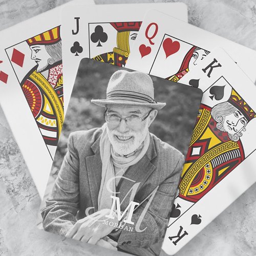 Monogram Name Modern Elegant Custom Photo Poker Cards