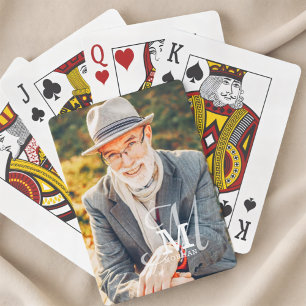 Monogram Name Modern Elegant Custom Photo Poker Cards
