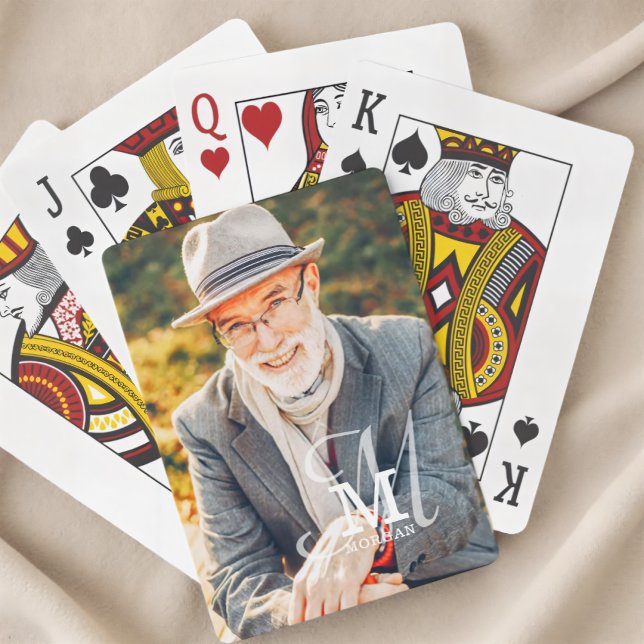 Monogram Name Modern Elegant Custom Photo Poker Cards (Creator Uploaded)