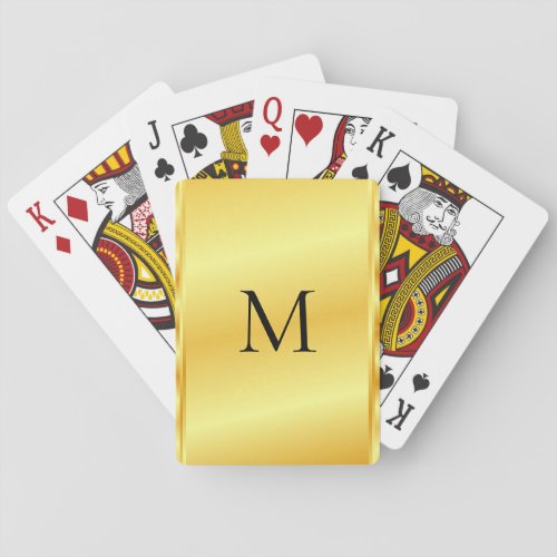 Monogram Name Modern Elegant Gold Metallic Look Poker Cards