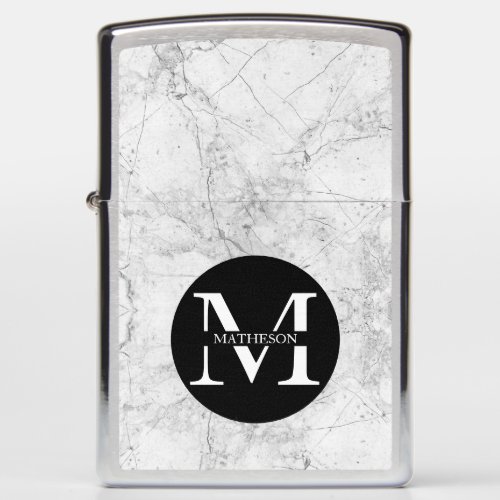 Monogram Name Modern Elegant Marble Cute Chic Girl Zippo Lighter