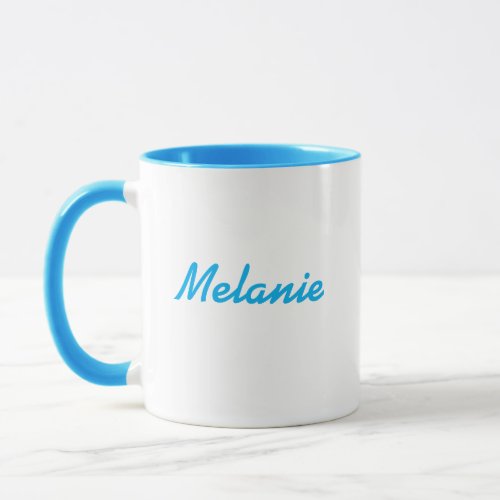 Monogram Name Modern Minimalist Blue White Mug